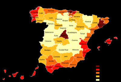 La distribución de la población en España